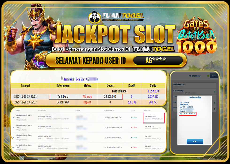 TUANTOGEL JACKPOT SLOT GATES OF GATOT KACA Rp24.200.000, - LUNAS
