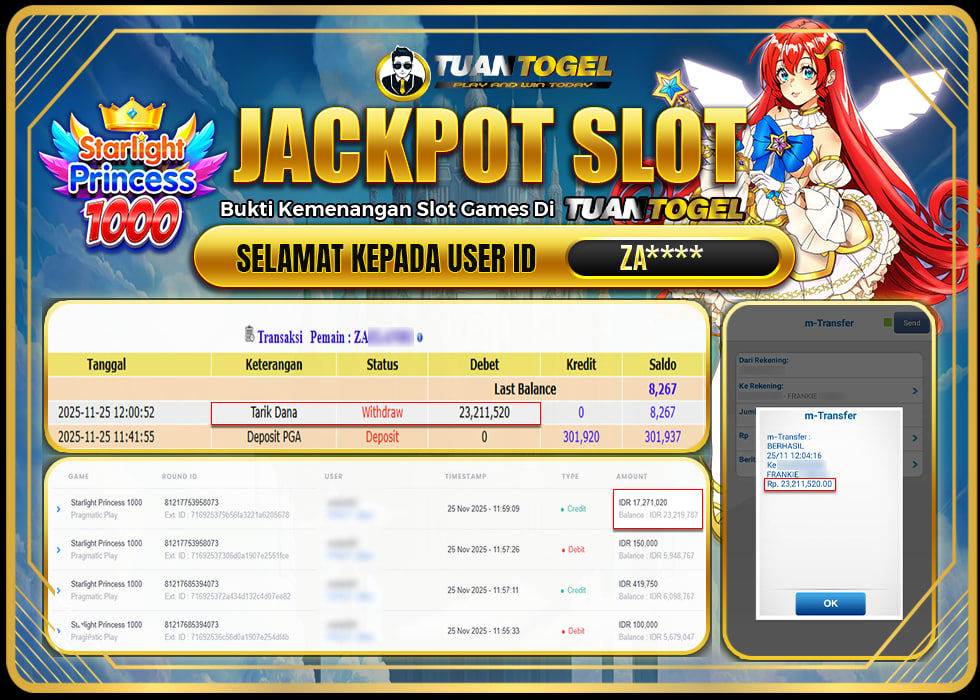 TUANTOGEL JACKPOT SLOT STARLIGHT PRINCESS SUPER 1000 Rp23.211.520