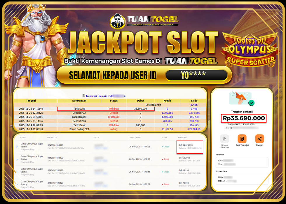 TUANTOGEL JACKPOT SLOT GATES OF OLYMPUS SUPER SCATTERRp35.690.000