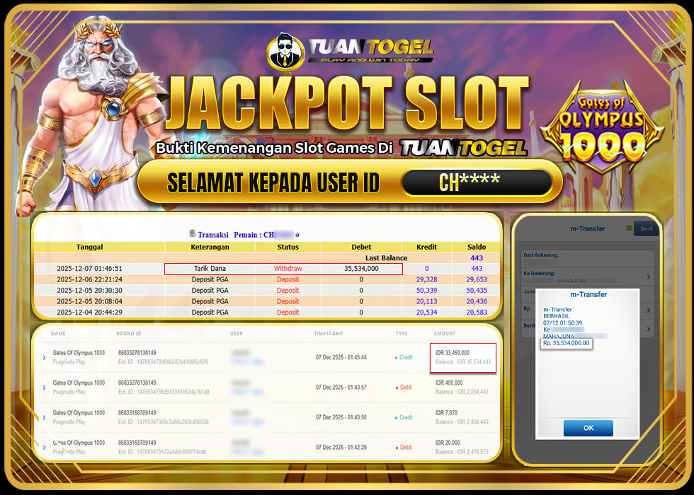 TUANTOGEL JACKPOT SLOT GATES OF OLYMPUS 1000 Rp 35.534.000,- LUNAS