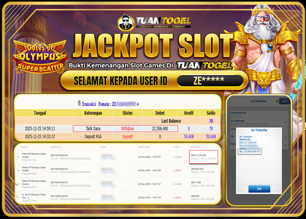 TUANTOGEL JACKPOT SLOT GATES OF OLYMPUS SUPER SCATTER Rp22.506.000