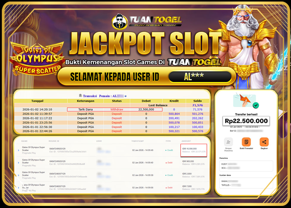 TUANTOGEL JACKPOT SLOT GATES OF OLYMPUS SUPER SCATTER Rp22.500.000